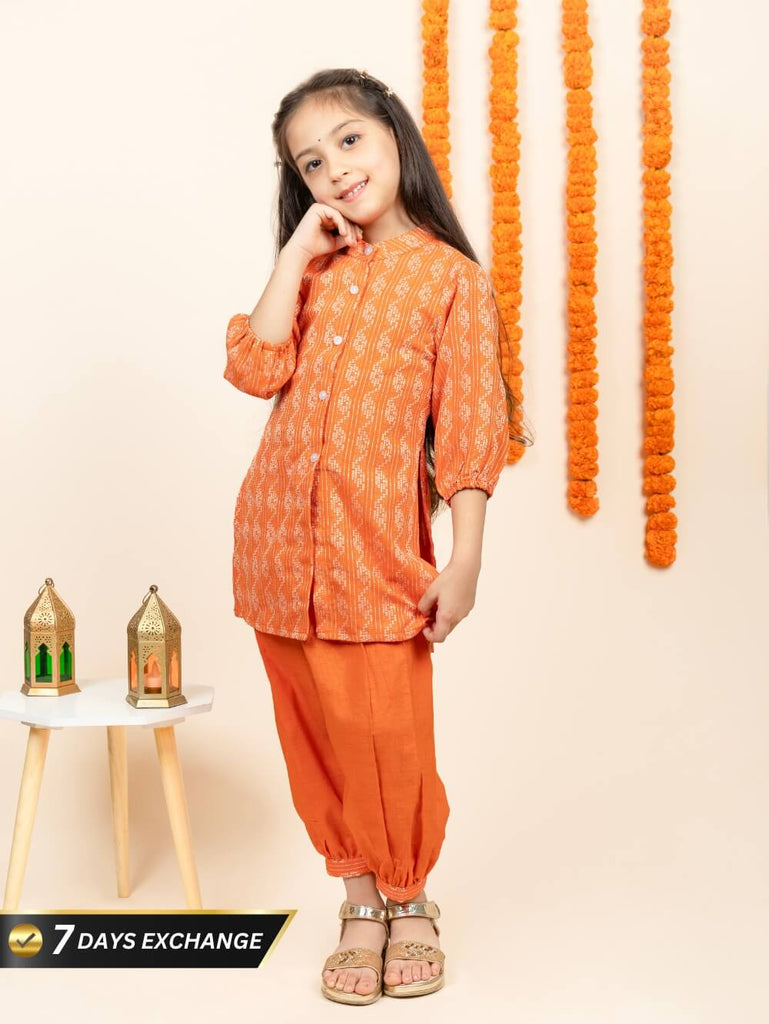 Orange Dhoti-Kurti Duo