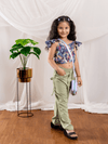 Bebe Unicorn Girls Printed Frilled Top & Pista Green Trousers Clothing Set