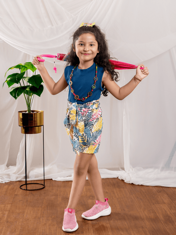 Bebe Unicorn Girls Floral Shorts & Air Force Top Clothing Set