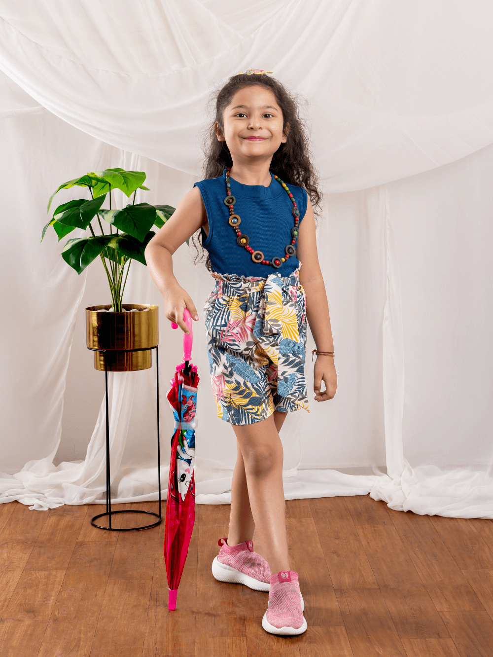 Bebe Unicorn Girls Floral Shorts & Air Force Top Clothing Set