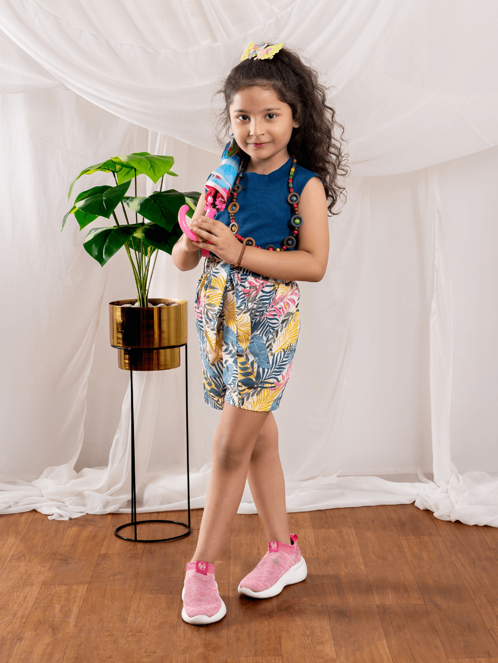 Bebe Unicorn Girls Floral Shorts & Air Force Top Clothing Set