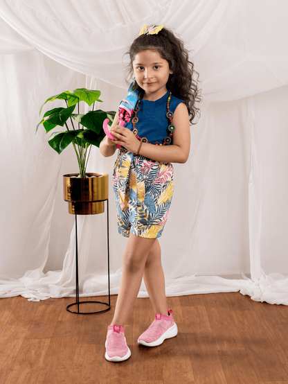 Bebe Unicorn Girls Floral Shorts & Air Force Top Clothing Set