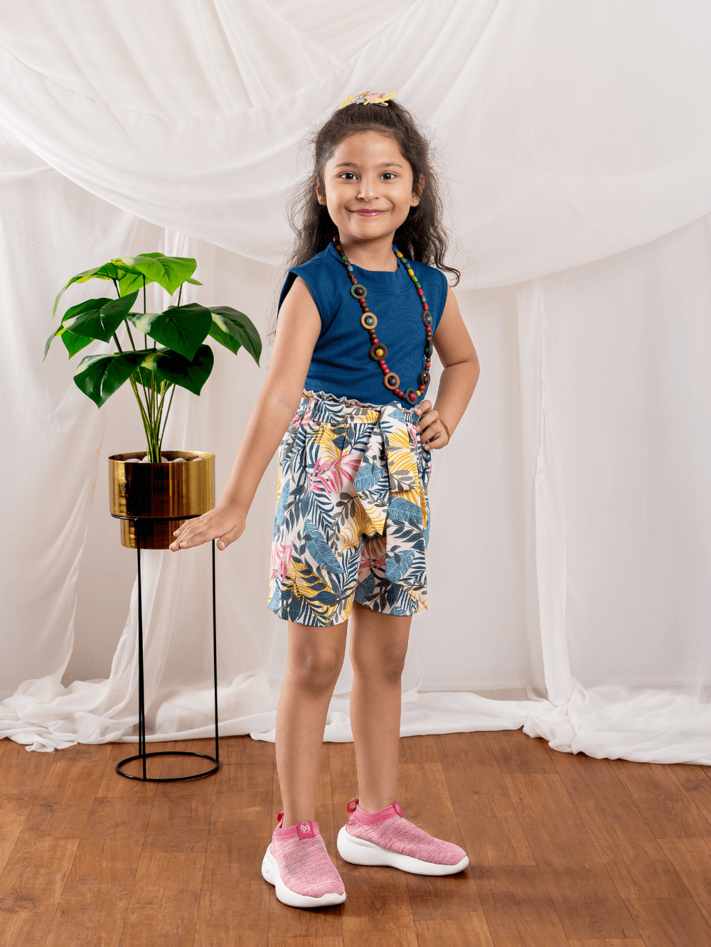 Bebe Unicorn Girls Floral Shorts & Air Force Top Clothing Set