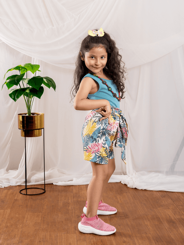 Bebe Unicorn Girls Floral Shorts & Teal Top Clothing Set