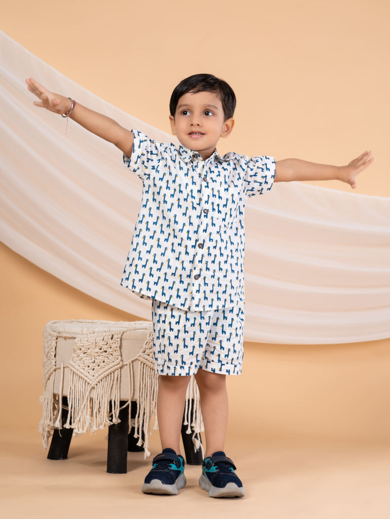 Boys Casual Giraffe Print Coord Set